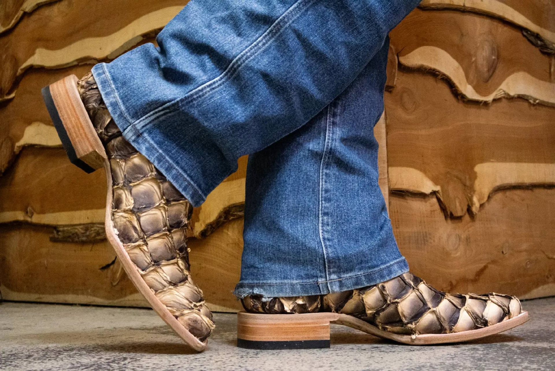 Cowboy boots and denim on display inside Take the Reins